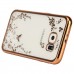 Samsung Galaxy A5 - Secret Garden Floral and Butterfly Bling Rhinestone Electroplated Clear Soft TPU Protective Phone Cover Case - Gold and White Flower